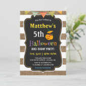 Invitation Citrouille Burlap Halloween Parti Anniversaire de  (Debout devant)