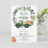 Invitation Citrouille Camion Baby shower d'automne neutre pou (Debout devant)