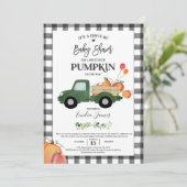 Invitation Citrouille Camion Baby shower d'automne neutre pou (Debout devant)
