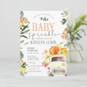 Invitation Citrouille Camion Baby Sprinkle Green (Debout devant)