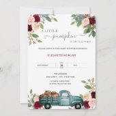 Invitation Citrouille Camion Bourgogne Baby shower Rose (Devant)