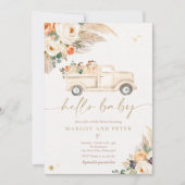 Invitation Citrouille Camion de ramassage Baby shower neutre (Devant)
