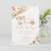 Invitation Citrouille Camion de ramassage Baby shower neutre (Debout devant)