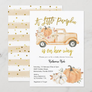 Invitation Citrouille Camion Floral Girl Baby shower Invitati