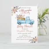 Invitation Citrouille Camion Floral Rose Baby shower or (Debout devant)