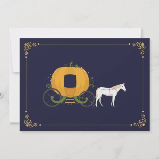 Invitation Citrouille Carriage Cheval Automne Filles Annivers (Dos)