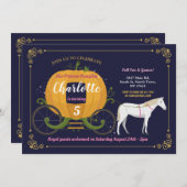 Invitation Citrouille Carriage Cheval Automne Filles Annivers (Devant / Derrière)