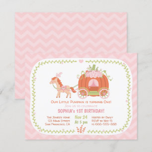 Invitation Citrouille Carriage First Birthday Party Invitatio