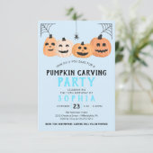 Invitation Citrouille Carving Anniversaire Fête Halloween (Debout devant)