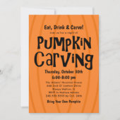 Invitation Citrouille Carving Orange et Black Halloween Party (Devant)