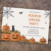 Invitation Citrouille Carving Party Jack Olantern Rustic