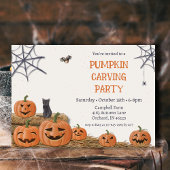 Invitation Citrouille Carving Party Jack Olantern Rustic
