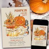 Invitation Citrouille Carving Rustic Farmhouse Fête d'Hallowe