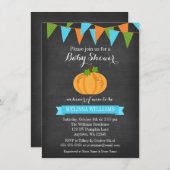 Invitation Citrouille Chalkboard Buny Boy Baby shower d'autom (Devant / Derrière)
