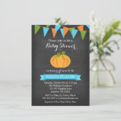 Invitation Citrouille Chalkboard Buny Boy Baby shower d'autom (Debout devant)