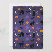 Invitation Citrouille Chat Noir Fête Violet Halloween  (Dos)