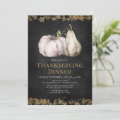 Invitation Citrouille Chic Black & Gold Thanksgiving Dîner (Debout devant)