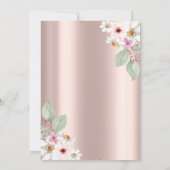 Invitation Citrouille chic, Fleurs Rose Baby shower or (Dos)