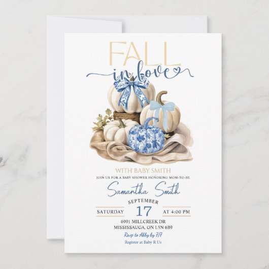 Invitation Citrouille Chinoiserie chute dans le Baby shower d (Devant)