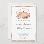 Invitation Citrouille Chute Folial Aquarelle Florale Mariage (Devant)