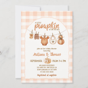 Invitation Citrouille Clothesline Baby shower rustique