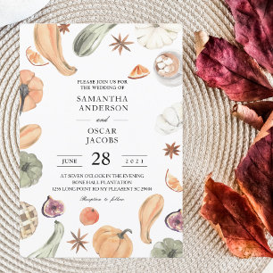 Invitation Citrouille couleur d'aquarelle tendance Vibes d'
