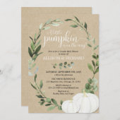 Invitation Citrouille couples baby shower, vert neutre (Devant / Derrière)