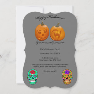 Invitation Citrouille Crâne de sucre Halloween Fête Invitatio