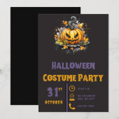 Invitation Citrouille Creuse Moderne Halloween Noir (Devant / Derrière)