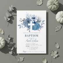 Citrouille Croix Baptême Garçon Poussiéreux Bleu