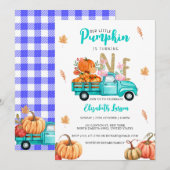 Invitation Citrouille d'anniversaire Paillettes dorées Thème  (Devant / Derrière)