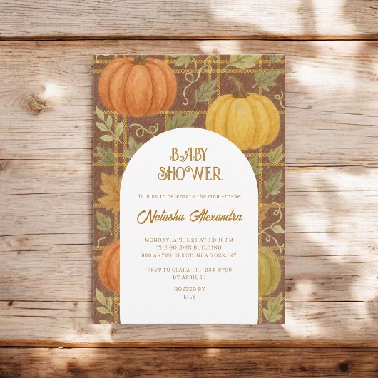 Invitation Citrouille d'aquarelle automne automne Baby shower