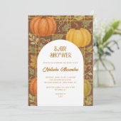 Invitation Citrouille d'aquarelle automne automne Baby shower (Debout devant)