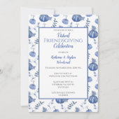 Invitation Citrouille d'aquarelle bleu Virtual Friendsgiving (Devant)