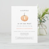 Invitation Citrouille d'aquarelle d'automne Baby shower orang (Debout devant)