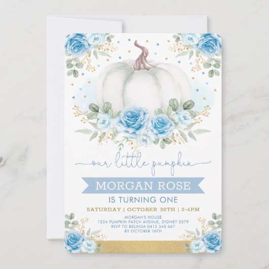 Invitation Citrouille d'aquarelle douce Baby shower Rose (Devant)