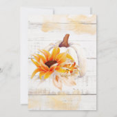 Invitation Citrouille d'aquarelle en bois blanc rustique (Dos)