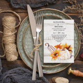 Invitation Citrouille d'aquarelle en bois blanc rustique Sunf