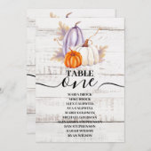 Invitation Citrouille d'aquarelle en bois blanc rustique Tour (Devant / Derrière)