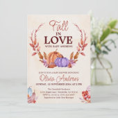 Invitation Citrouille d'aquarelle Floral Chute en Baby shower (Debout devant)