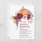 Invitation Citrouille d'aquarelle florale de Bourgogne I (Devant)