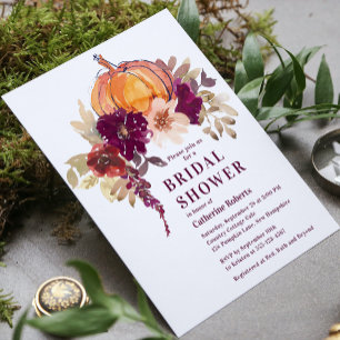 Invitation Citrouille d'aquarelle florale de Bourgogne I