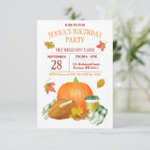 Invitation Citrouille d'aquarelle Latte et football (Debout devant)