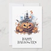 Invitation Citrouille d'aquarelle mignonne dans une fête d'Ha (Dos)