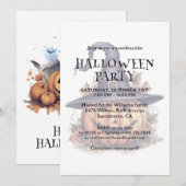 Invitation Citrouille d'aquarelle mignonne dans une fête d'Ha (Devant / Derrière)