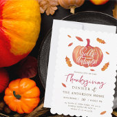 Invitation Citrouille d'aquarelle moderne Thanksgiving Dîner