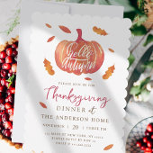 Invitation Citrouille d'aquarelle moderne Thanksgiving Dîner