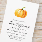 Invitation Citrouille d'aquarelle moderne Thanksgiving Dîner