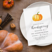 Invitation Citrouille d'aquarelle moderne Thanksgiving Dîner