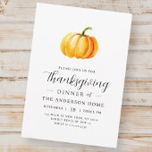 Invitation Citrouille d'aquarelle moderne Thanksgiving Dîner